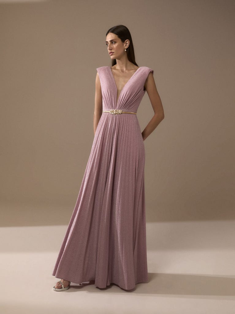 ANGY Abito da cerimonia fit flare con scollo a V Nicole Milano