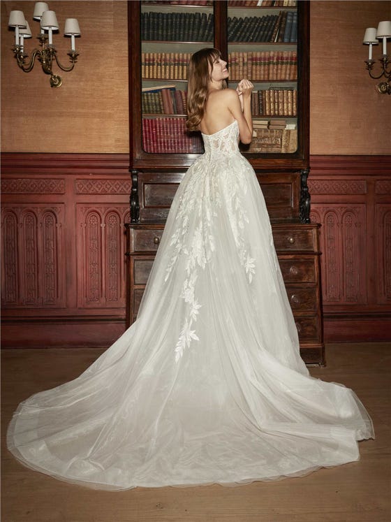 Abito Da Sera In Pizzo Con Scollo A V - Elegante Per Matrimoni E Serate - Colore Bianco - Taglio Lungo - Foto 6