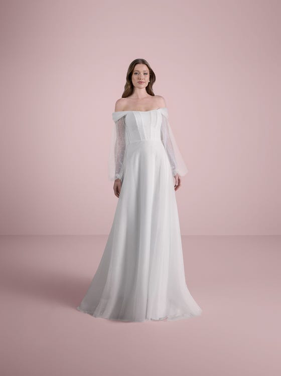 front part wedding dress fit & flare design tulle melite