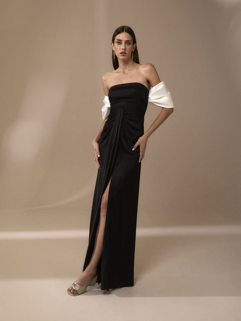 NHOA Abito da cerimonia dritto con scollo a fascia Nicole Milano