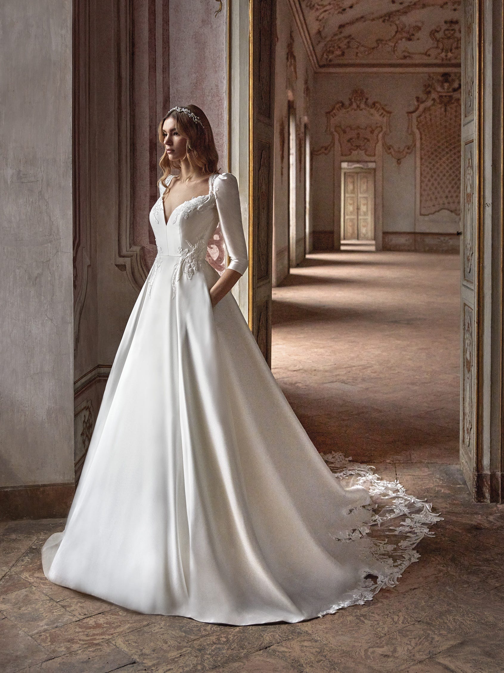 Princess style wedding gowns with bling and sleeves