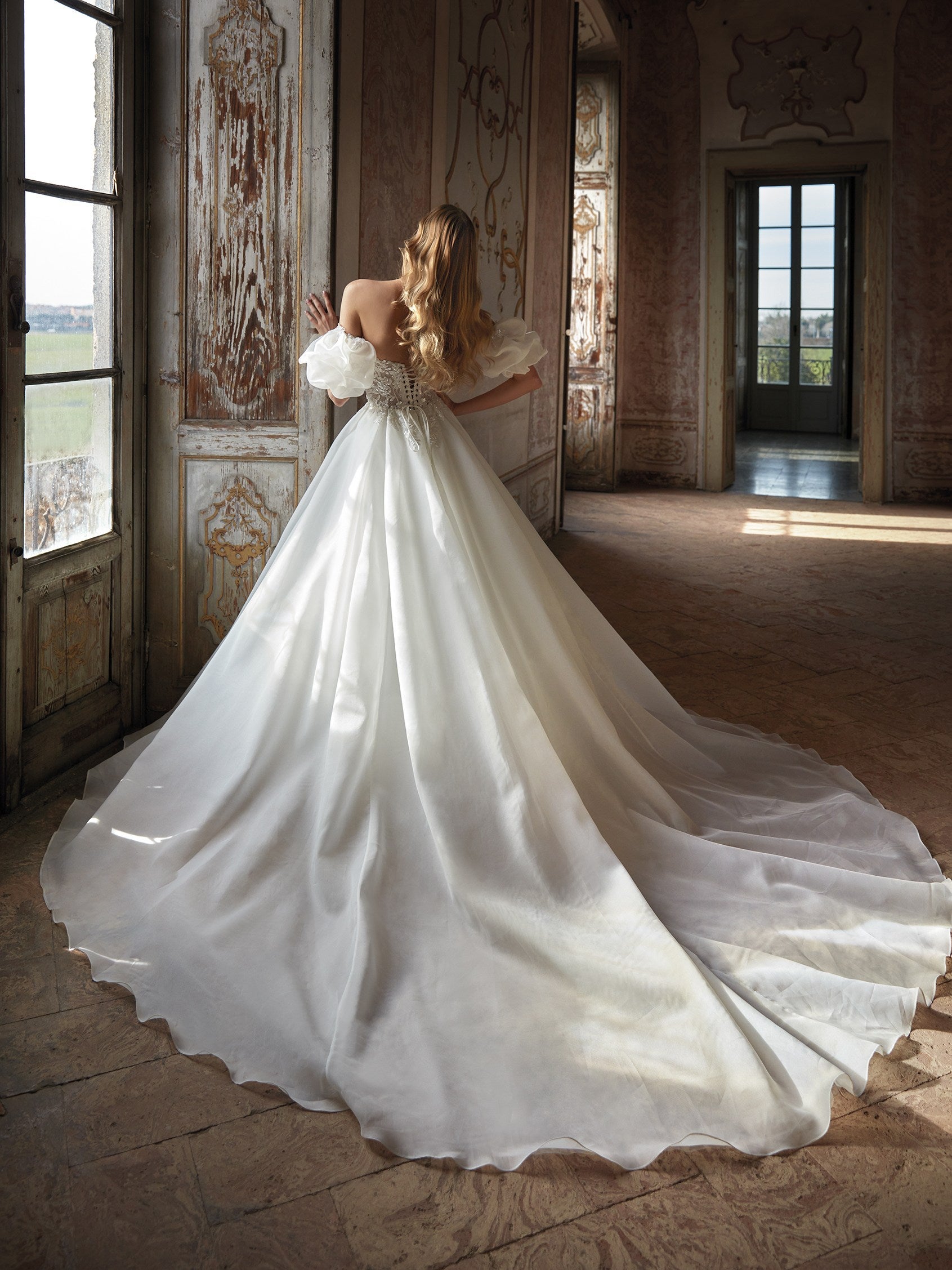 Reina | Deep V Corset Long-Sleeve Wedding Ball Gown - Amor - Bridal Dresses  - Galia Lahav